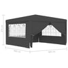 Professional Party Tent with Side Walls 4x4 m Anthracite 90 g/m²