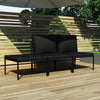 alt="3 Piece Garden Lounge Set with Cushions Black PVC"