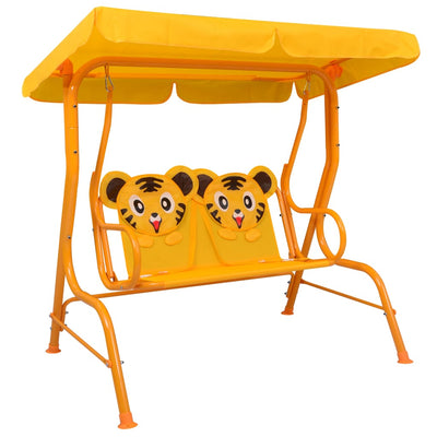 alt="Kids Swing Bench Yellow 115x75x110 cm Fabric"