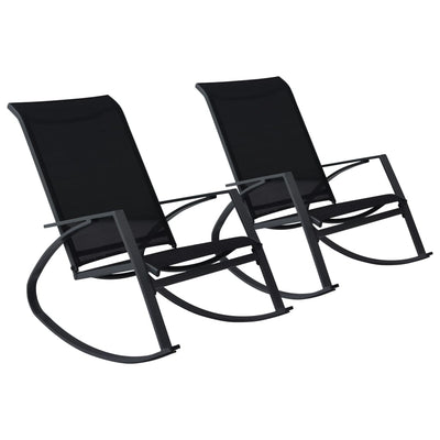 alt="Garden Rocking Chairs 2 pcs Textilene Black"
