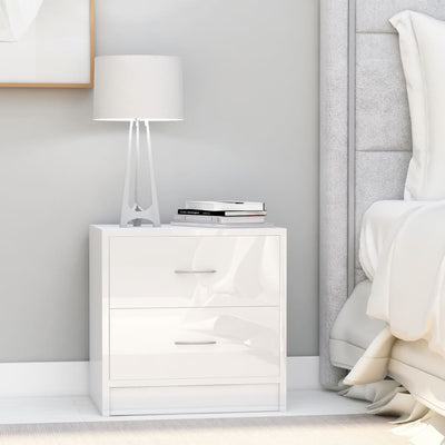 alt="Bedside Cabinet High Gloss White 40x30x40 cm Chipboard"