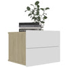 Bedside Cabinets 2 pcs White and Sonoma Oak 40x30x30 cm Chipboard