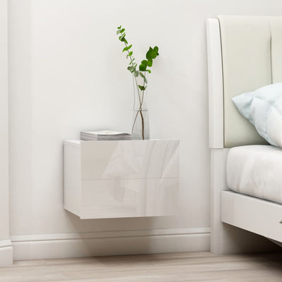 alt="Bedside Cabinets 2 pcs High Gloss White 40x30x30 cm Chipboard"