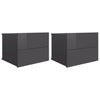 Bedside Cabinets 2 pcs High Gloss Grey 40x30x30 cm Chipboard