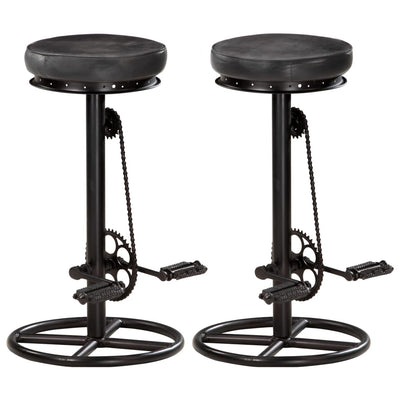 alt="Bar Stools 2 pcs Black Real Goat Leather"