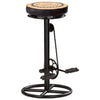Bar Stools with Canvas Print 2 pcs Black and Brown Real Leather