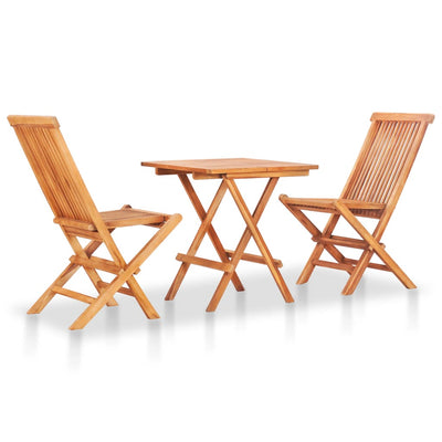 alt="3 Piece Folding Bistro Set Solid Teak Wood"