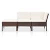 3 Piece Garden Lounge Set with Cushions Poly Rattan Brown