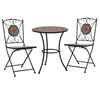 alt="3 Piece Mosaic Bistro Set Ceramic Tile Orange/Grey"