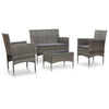 alt="4 Piece Garden Lounge Set with Cushions Poly Rattan Grey"