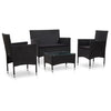 alt="4 Piece Garden Lounge Set with Cushions Poly Rattan Black"