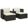 alt="5 Piece Garden Lounge Set with Cushions Poly Rattan Brown"