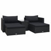 alt="5 Piece Garden Lounge Set with Cushions Poly Rattan Black"