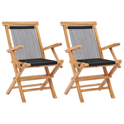 alt="Folding Garden Chairs 2 pcs Solid Teak Wood and Rope"