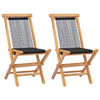 alt="Folding Garden Chairs 2 pcs Solid Teak Wood and Rope""