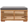 Garden Footrest with Grey Cushion Solid Teak Wood