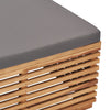 Garden Footrest with Grey Cushion Solid Teak Wood