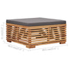 Garden Footrest with Grey Cushion Solid Teak Wood