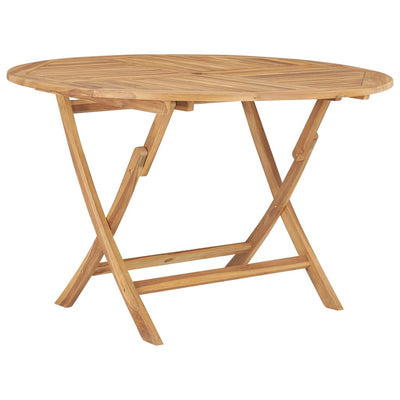 alt="Folding Garden Table Ø 120 cm Solid Teak Wood"