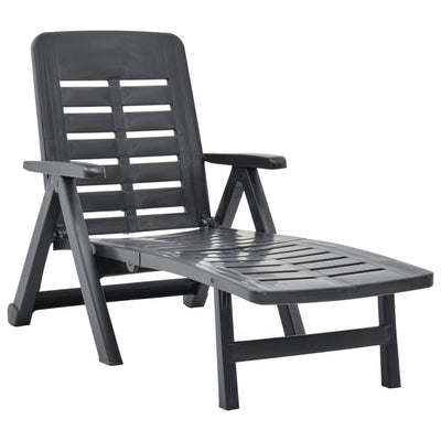 alt="Folding Sun Lounger Plastic Anthracite"