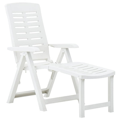 alt="Folding Sun Lounger Plastic White"
