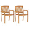 alt="Stacking Garden Dining Chairs 2 pcs Solid Teak Wood"