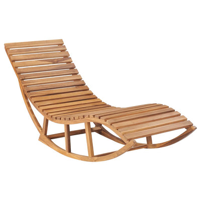 alt="Rocking Sunlounger Solid Teak Wood"