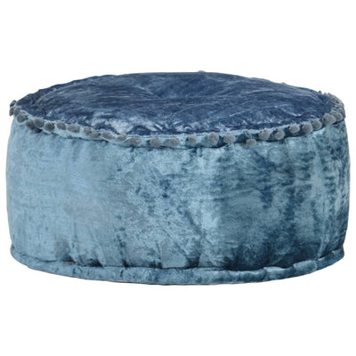 alt="Round Pouffe Velvet 40x20 cm Blue"