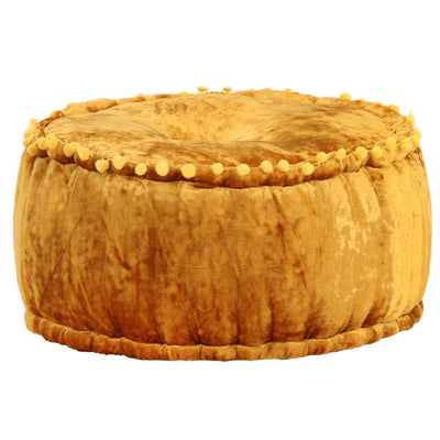 alt="Round Pouffe Velvet 40x20 cm Mustard"