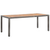 alt="Garden Table Grey 190x90x75 cm Poly Rattan and Solid Acacia Wood"