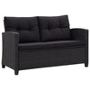 alt="2-Seater Garden Sofa with Cushions Black 124 cm Poly Rattan"