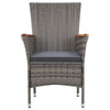 9 Piece Garden Dining Set with Cushions Poly Rattan Grey