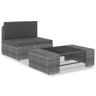 alt="2 Piece Garden Lounge Set Poly Rattan Grey""