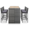 7 Piece Outdoor Bar Set with Cushions Poly Rattan Grey