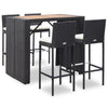 alt="5 Piece Outdoor Bar Set Poly Rattan and Acacia Wood Black""