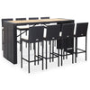 alt="9 Piece Outdoor Bar Set Poly Rattan and Acacia Wood Black"