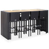 9 Piece Outdoor Bar Set Poly Rattan and Acacia Wood Black
