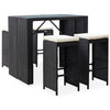 alt="5 Piece Outdoor Bar Set Poly Rattan and Glass Black"