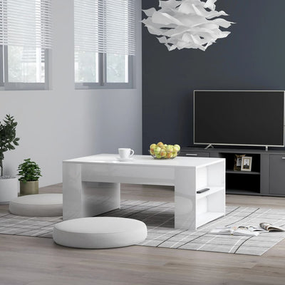 alt="Coffee Table High Gloss White 100x60x42 cm Chipboard"