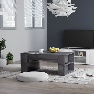 alt="Coffee Table High Gloss Grey 100x60x42 cm Chipboard"