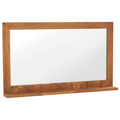 alt="Wall Mirror with Shelf 100x12x60 cm Solid Teak Wood"