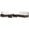 alt="5 Piece Garden Lounge Set Poly Rattan Brown"
