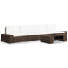 5 Piece Garden Lounge Set Poly Rattan Brown
