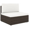 5 Piece Garden Lounge Set Poly Rattan Brown