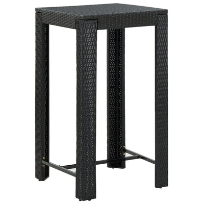 alt="Garden Bar Table Black 60.5x60.5x110.5 cm Poly Rattan"