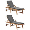 alt="Sun Loungers with Cushions 2 pcs Solid Teak Wood Dark Grey"