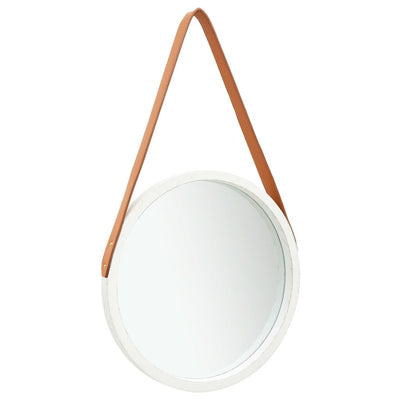 alt="Wall Mirror with Strap 40 cm White"