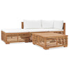 alt="4 Piece Garden Lounge Set with Cushions Solid Teak Wood"
