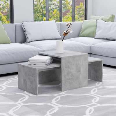 alt="802916 vidaXL Coffee Table Set Concrete Grey 100x48x40 cm Chipboard"