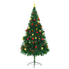 Artificial Christmas Tree with Baubles and LEDs Green 210 cm